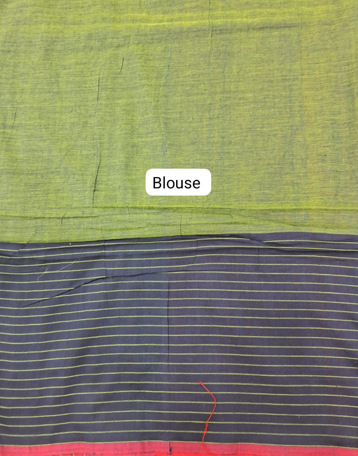 Bright Green Khadhi Cotton Saree Bloue