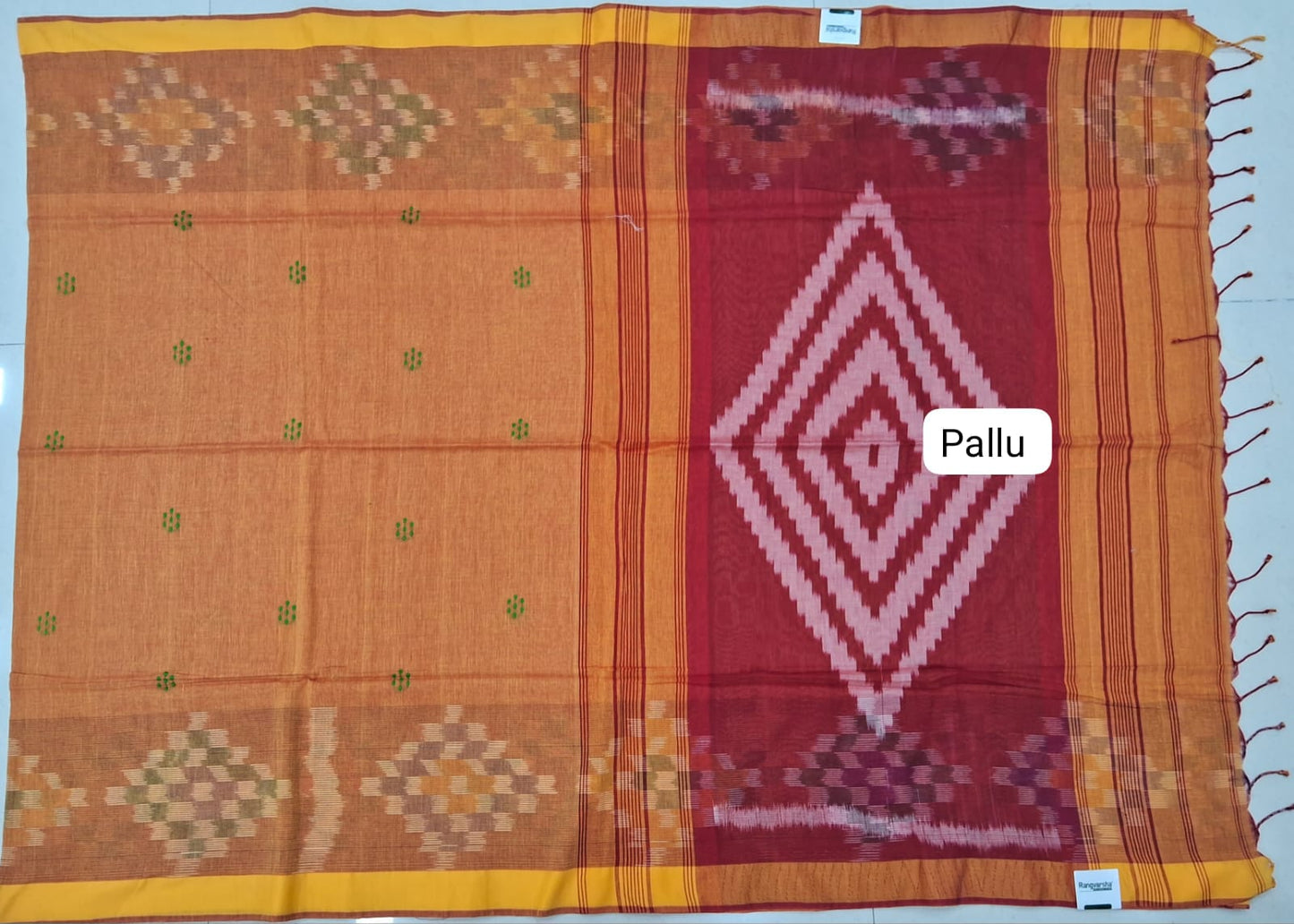 Muted Orange Khadhi Cotton Saree pallu