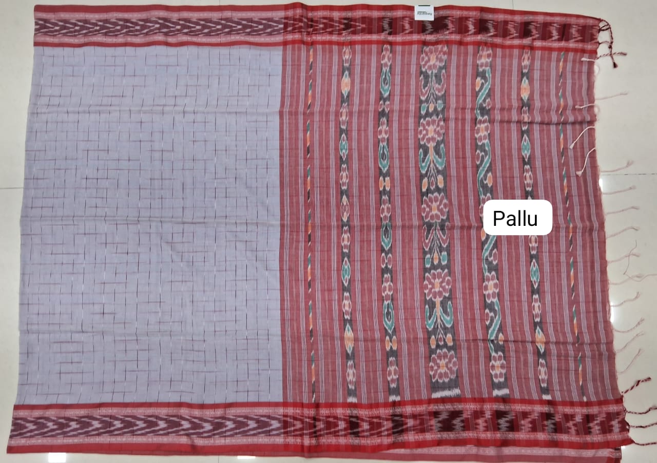 Off-White Khadhi Cotton Saree pallu