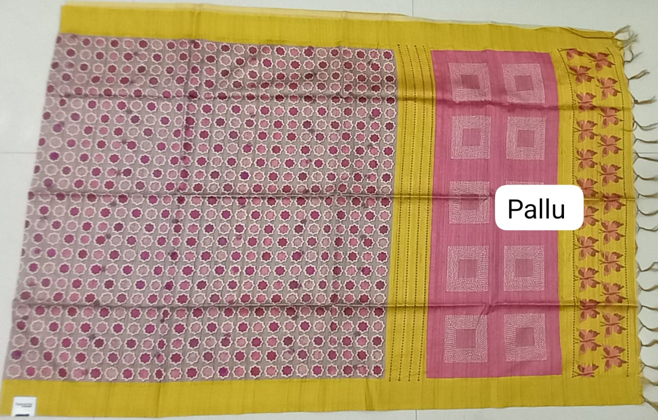 Grey Tussar Saree Pallu