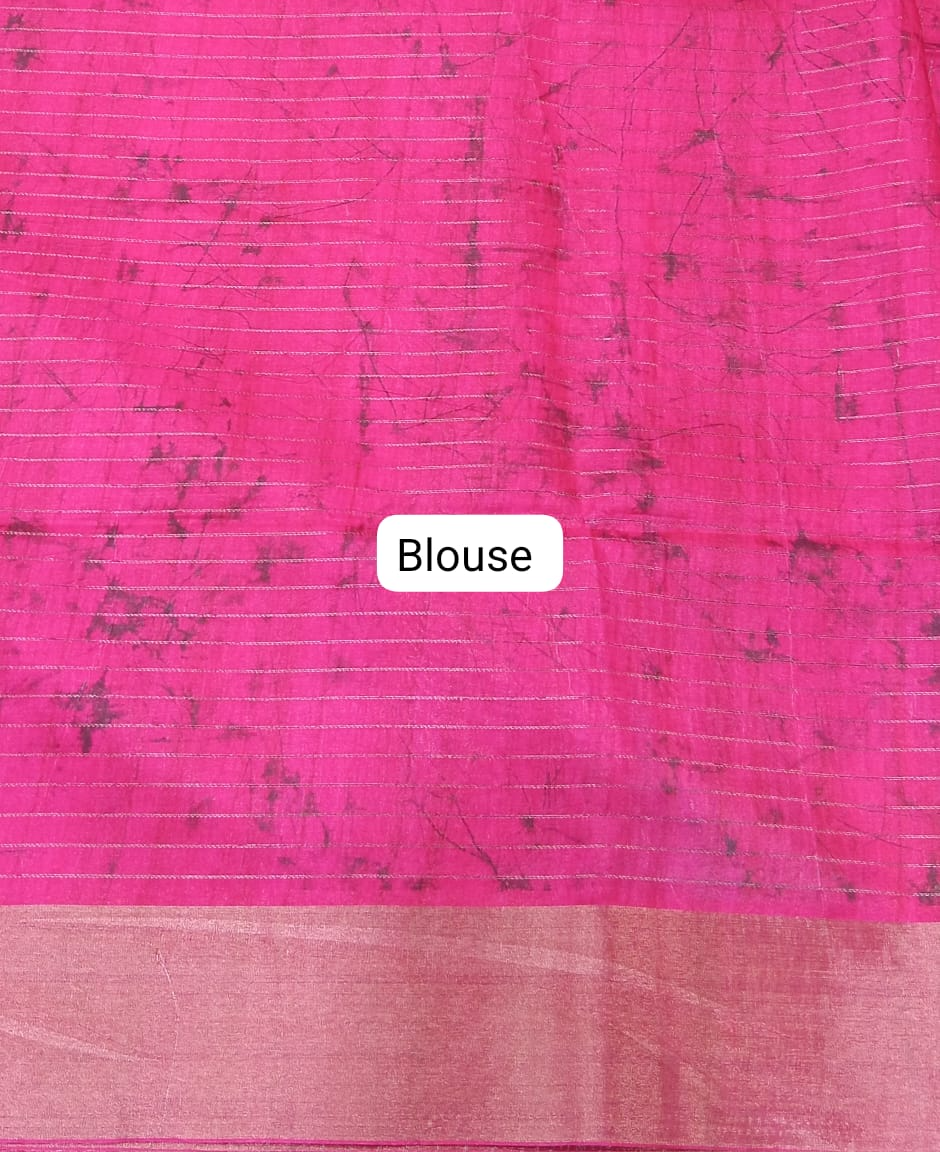 Dark Pink Tussar Saree Blouse