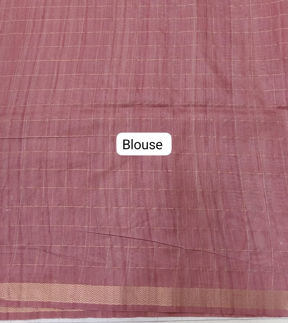 Peach Tussar Saree Blouse