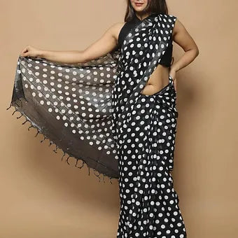 Black Linen Saree
