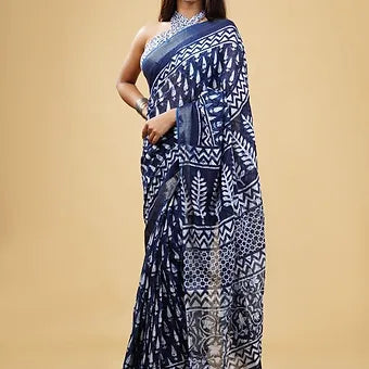 Indigo Linen Saree