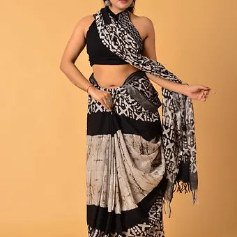 Off-White Linen Saree