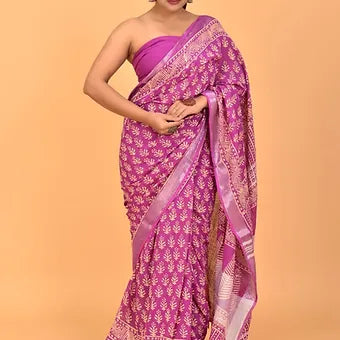 Raspberry Pink Linen Saree