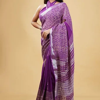 Purple Linen Saree