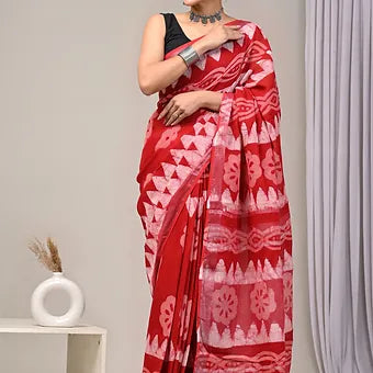 Reddish Pink Linen Saree