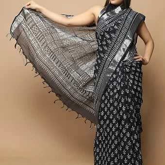 Black Linen Saree