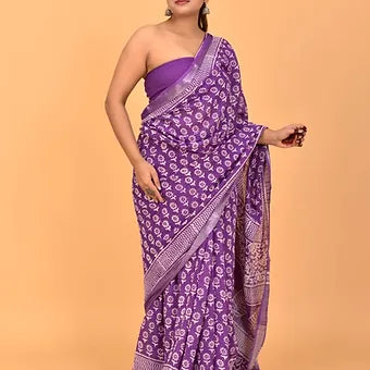 Purple Linen Saree