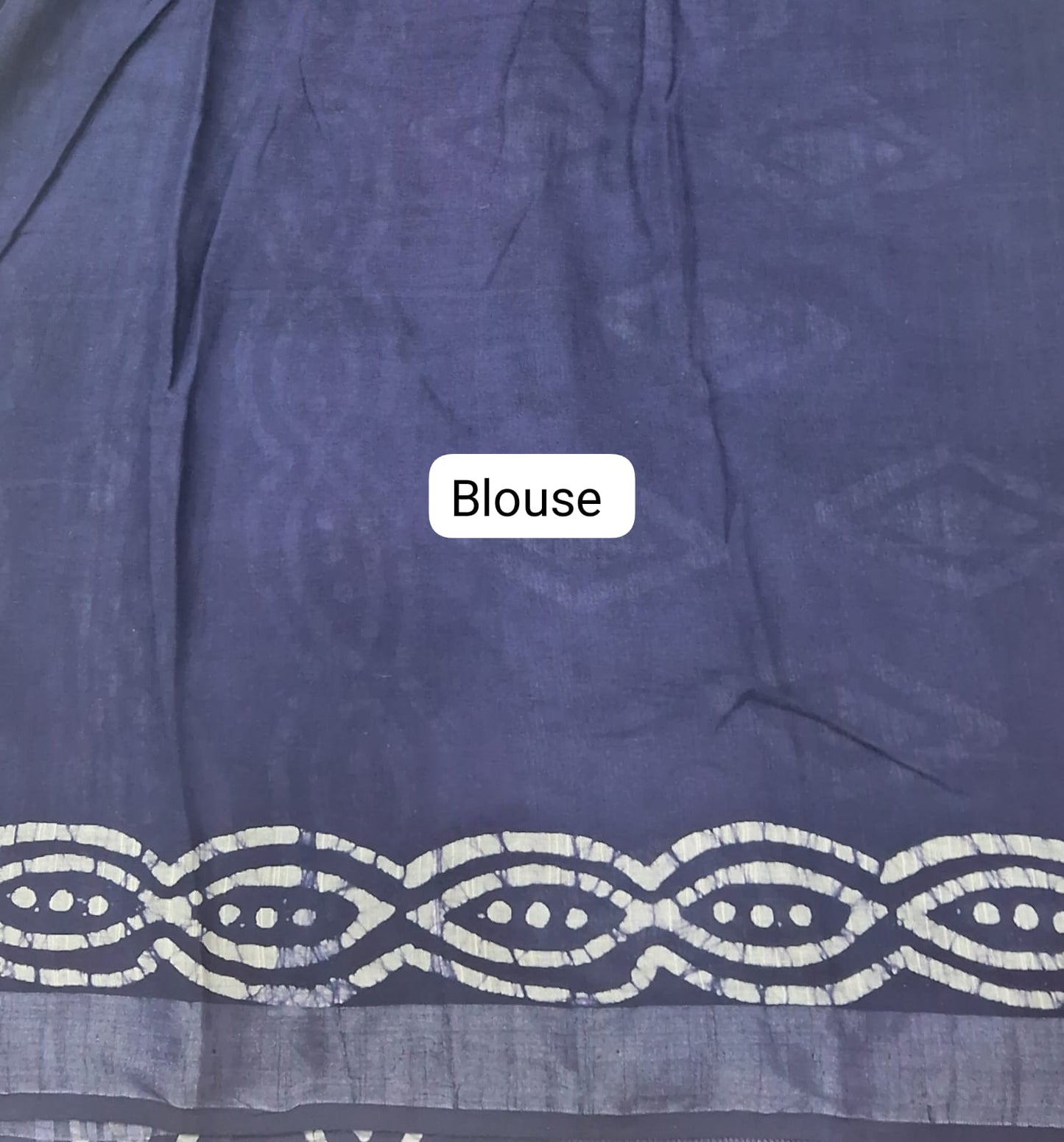 Off-White and dark grey shibori-printed Linen Saree Blouse