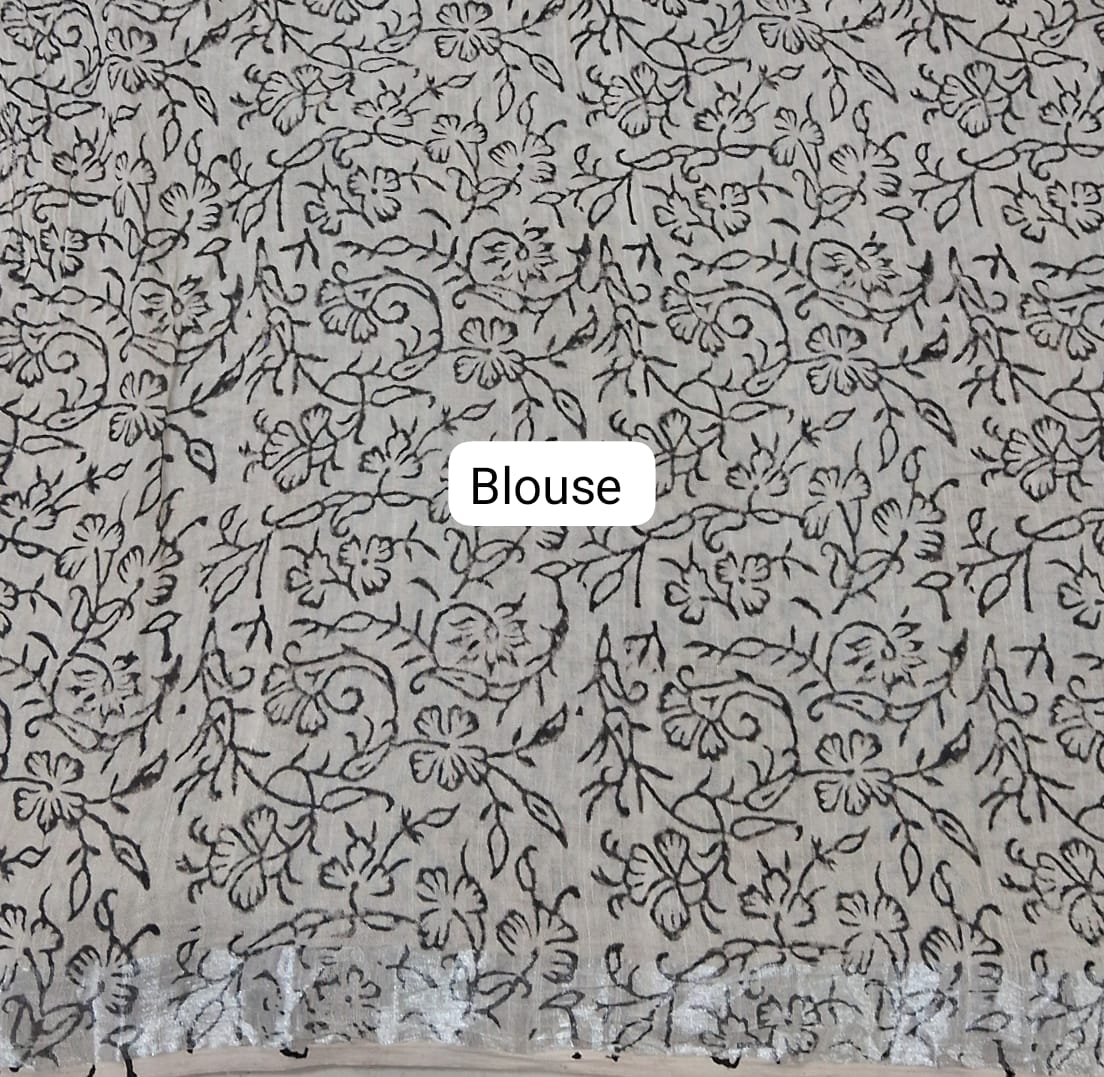 Light blue Linen Cotton Saree Blouse