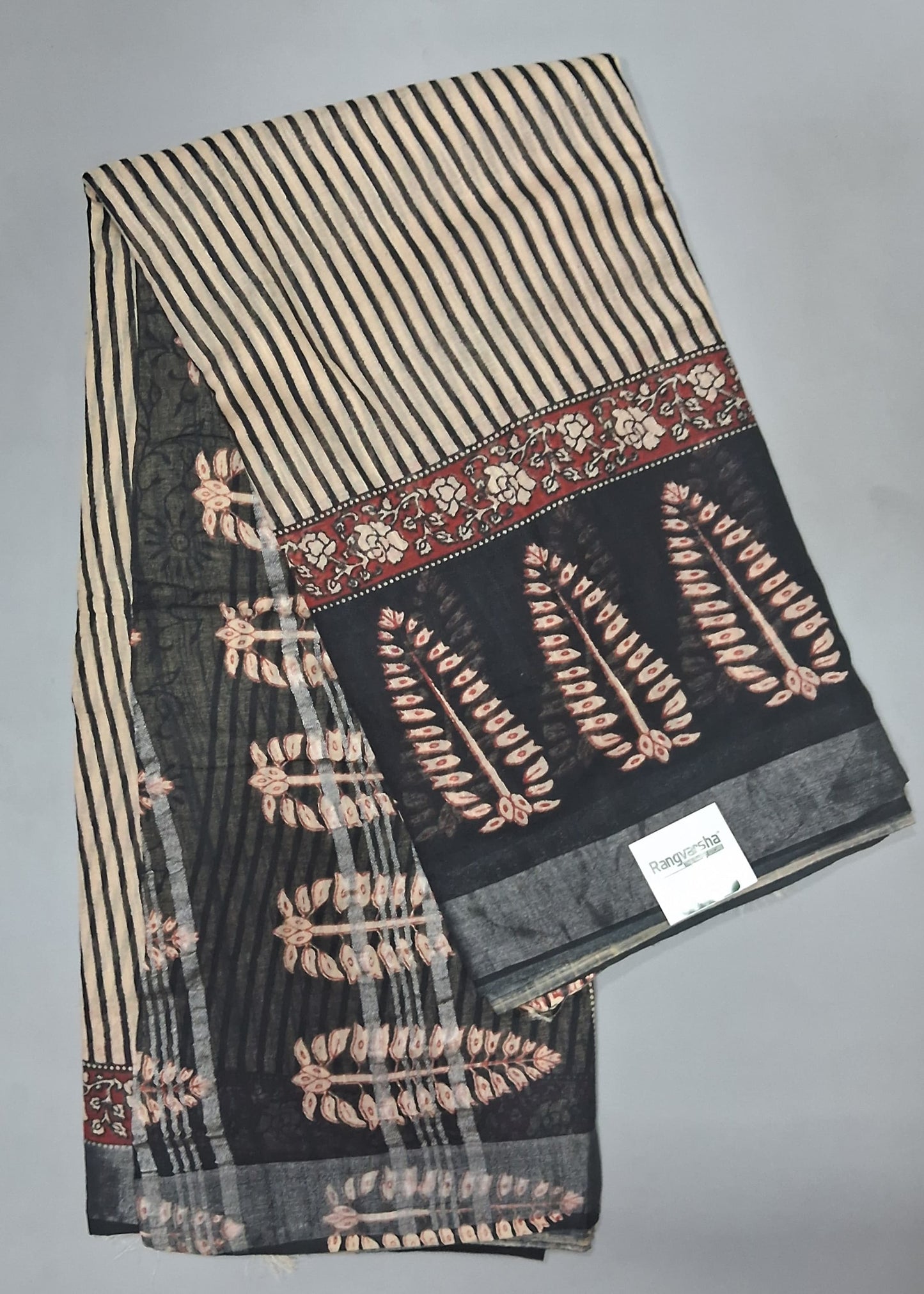 Beige Linen Cotton Saree