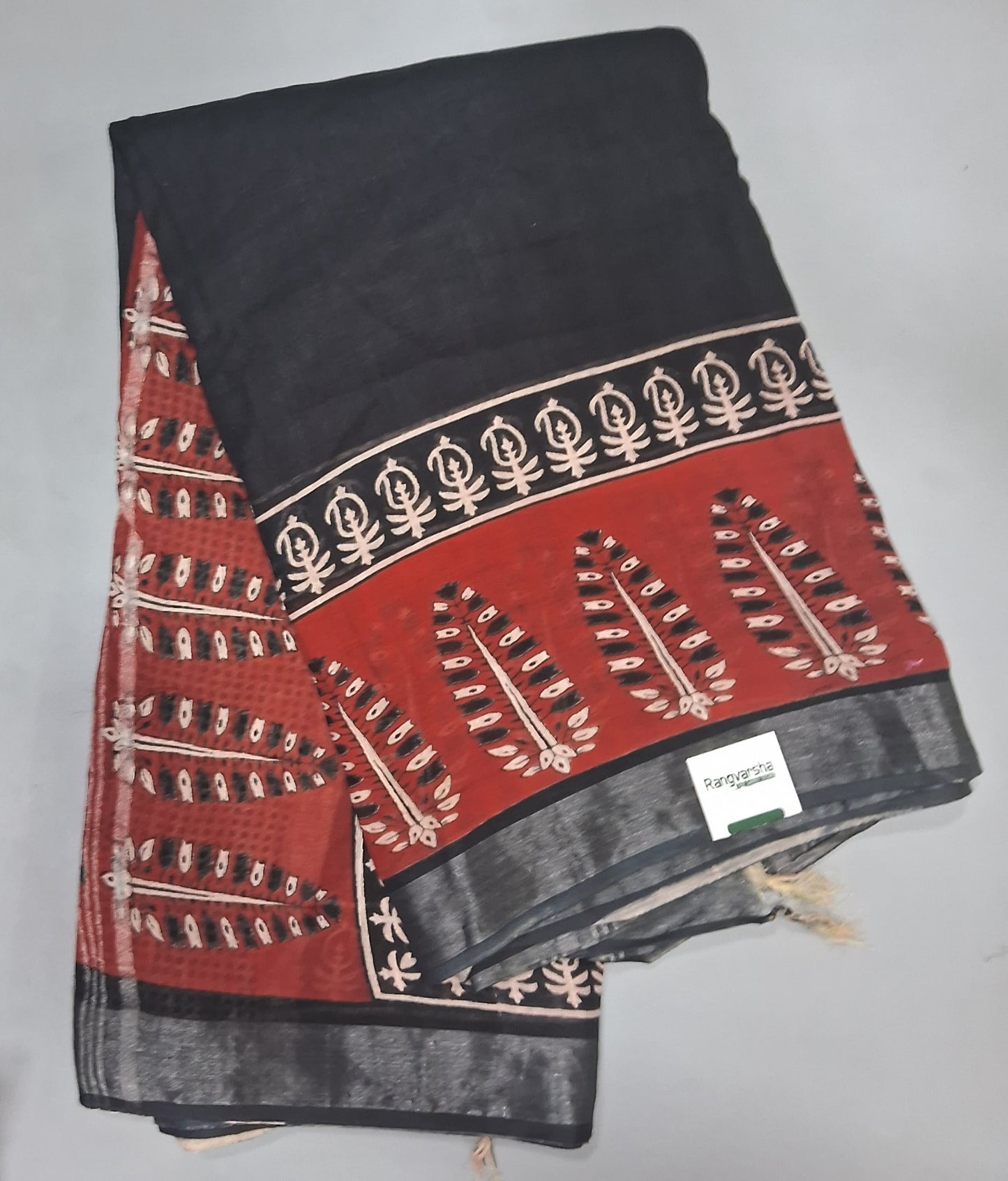 Black Linen Cotton Saree