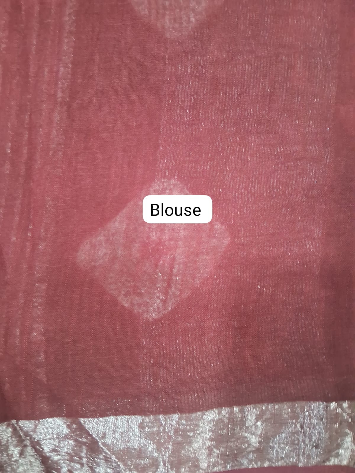 Maroon and White shibori-printed Linen Cotton Saree Blouse