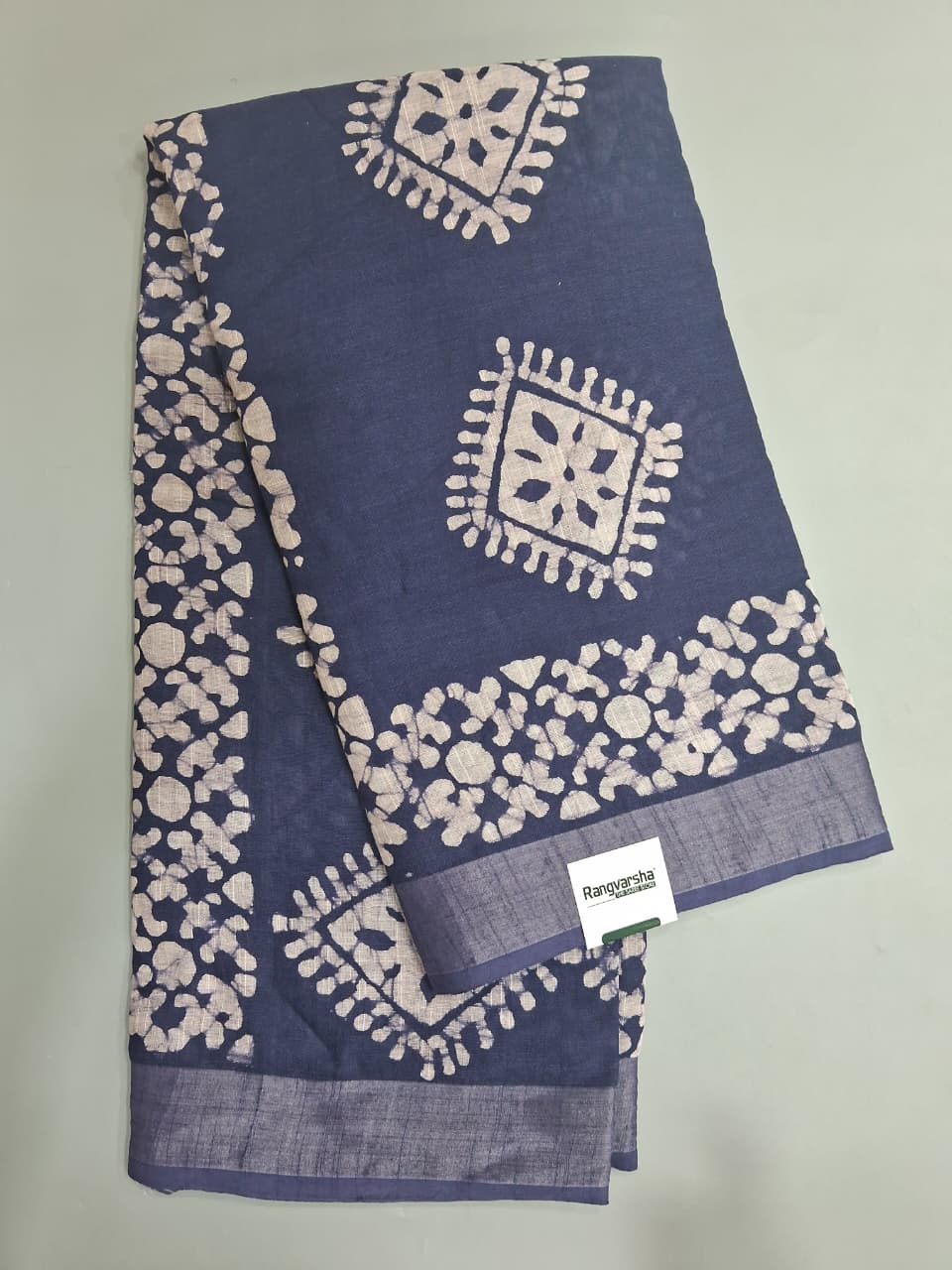 Blue Linen Cotton Saree