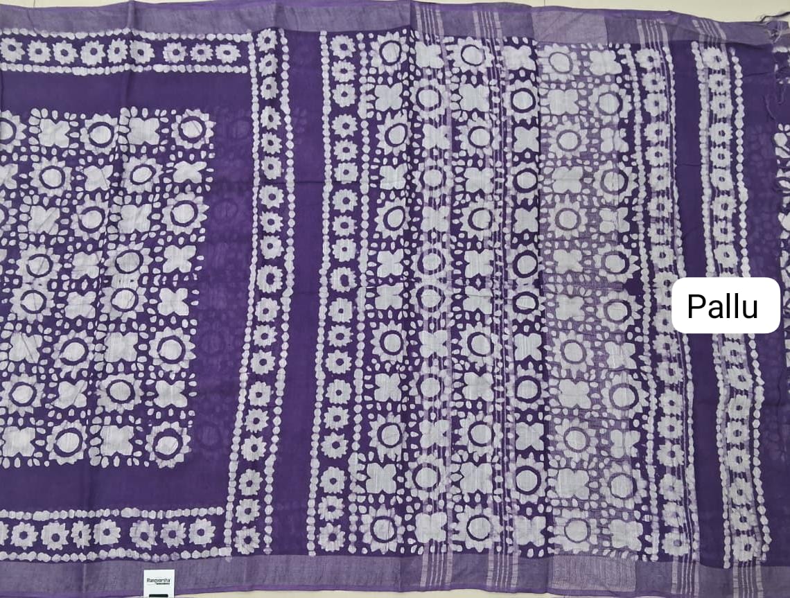 Purple Linen Cotton Saree pallu