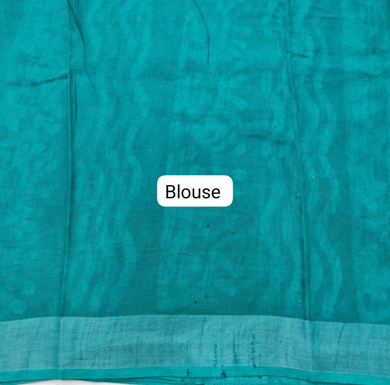 Rama Green Linen Cotton Saree blouse