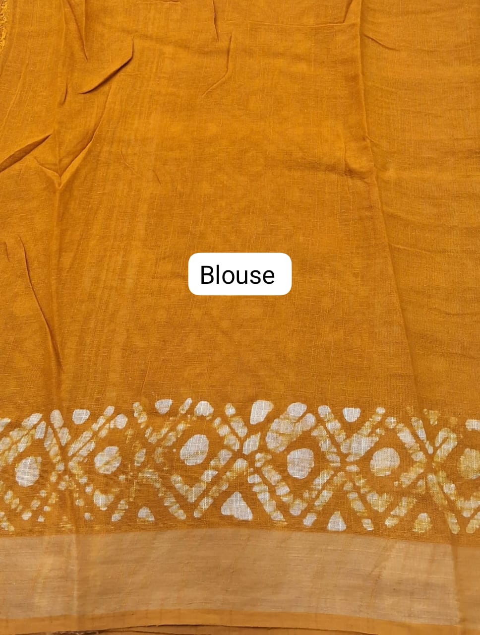 Mustard Yellow Linen Cotton Saree blouse