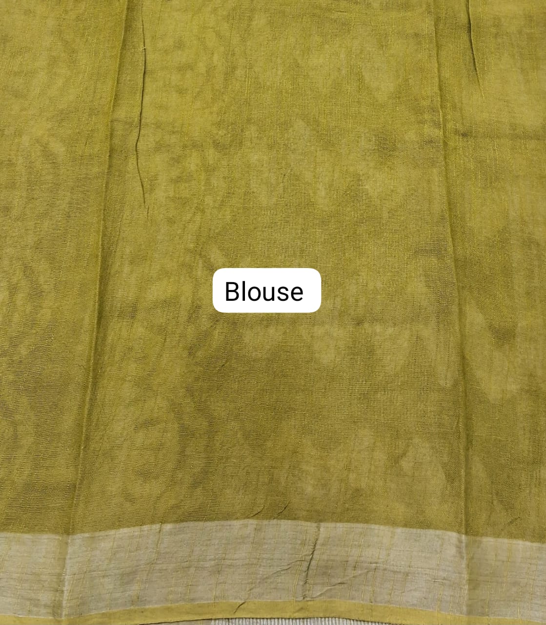 Olive Green Linen Cotton Saree blouse