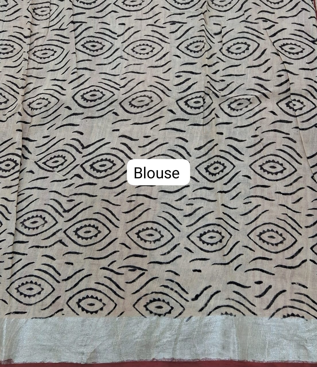 Beige Linen Cotton Saree blouse