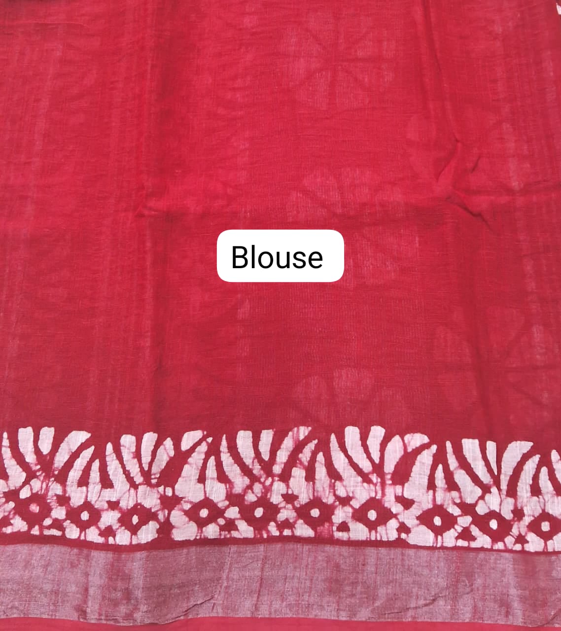 Red Linen Cotton Saree blouse