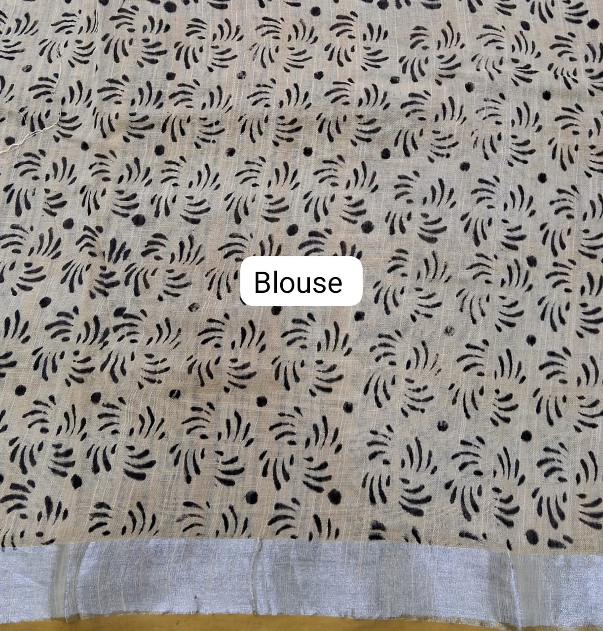 Beige Linen Cotton Saree blouse