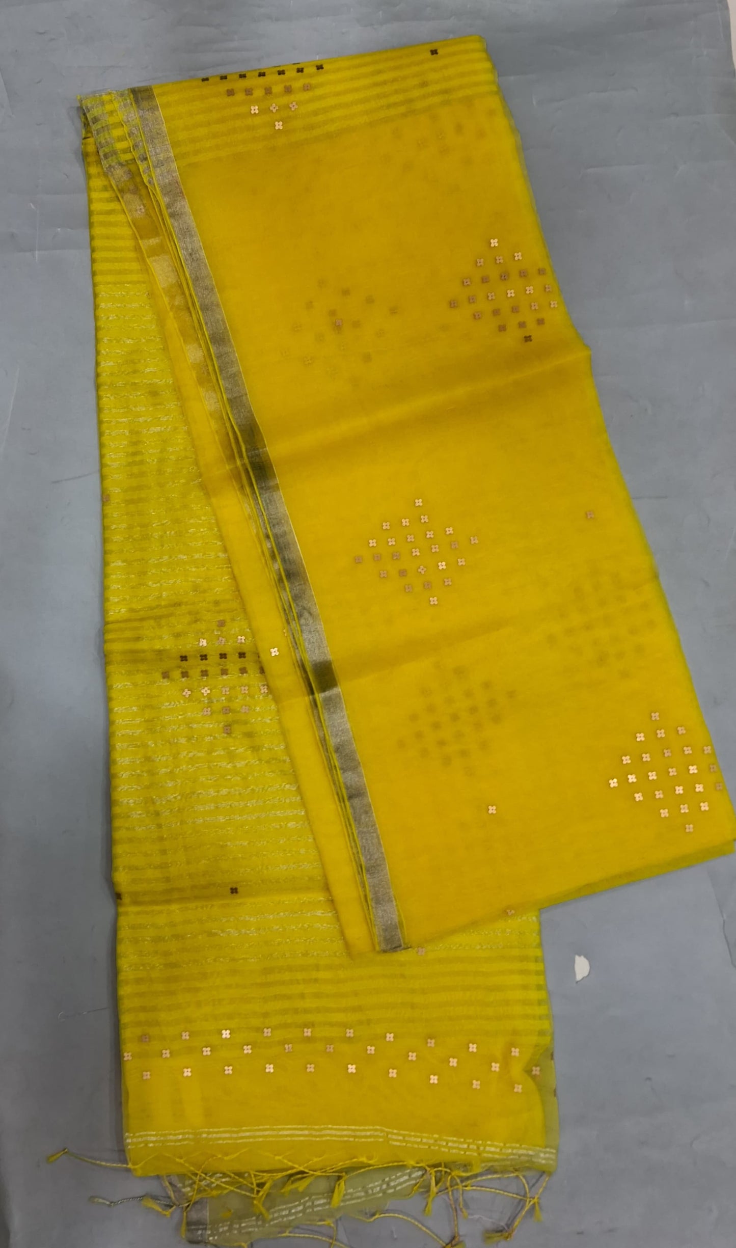 Yellow Muslin Saree