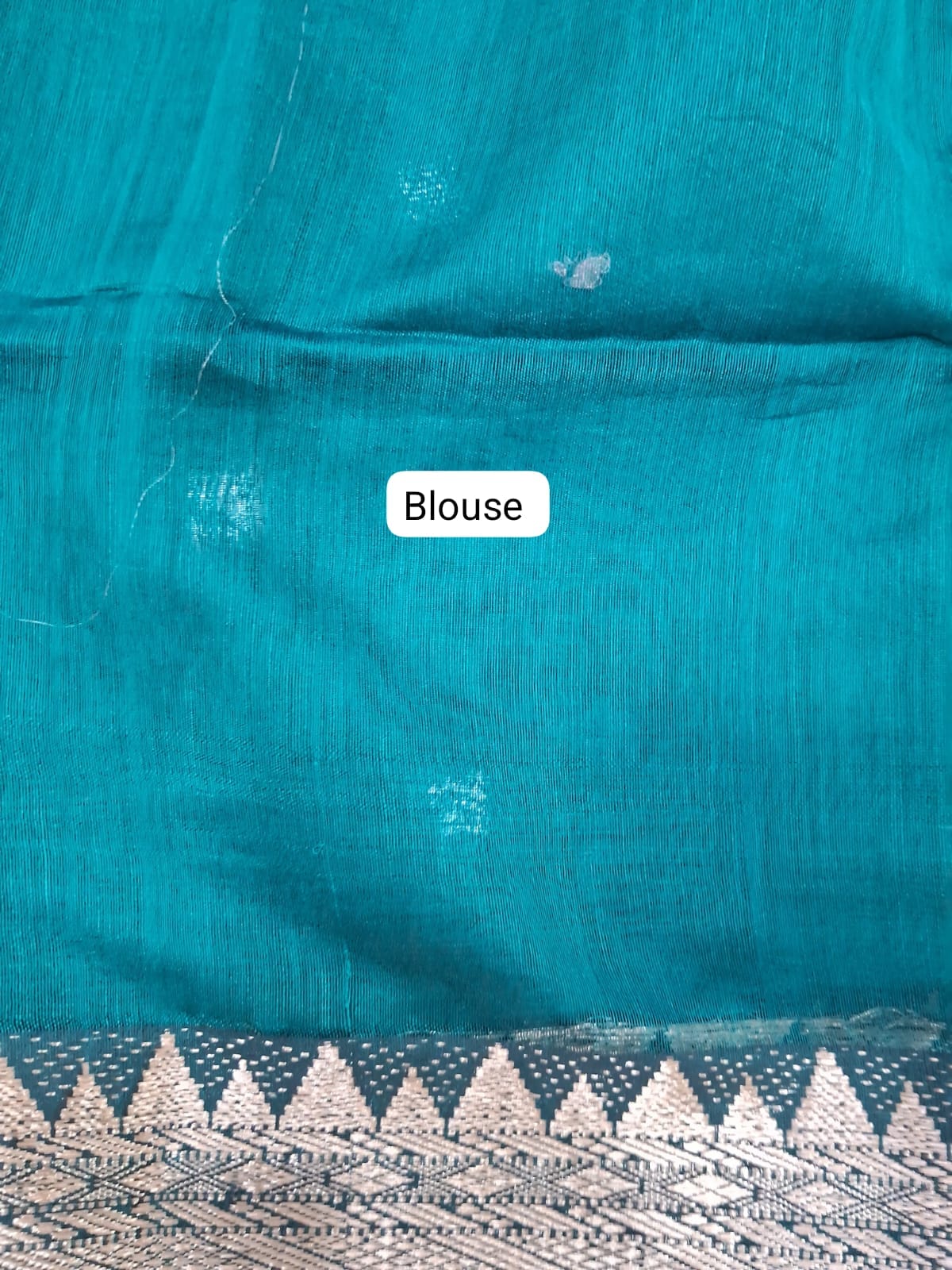 Peacock Blue Muslin Saree blouse