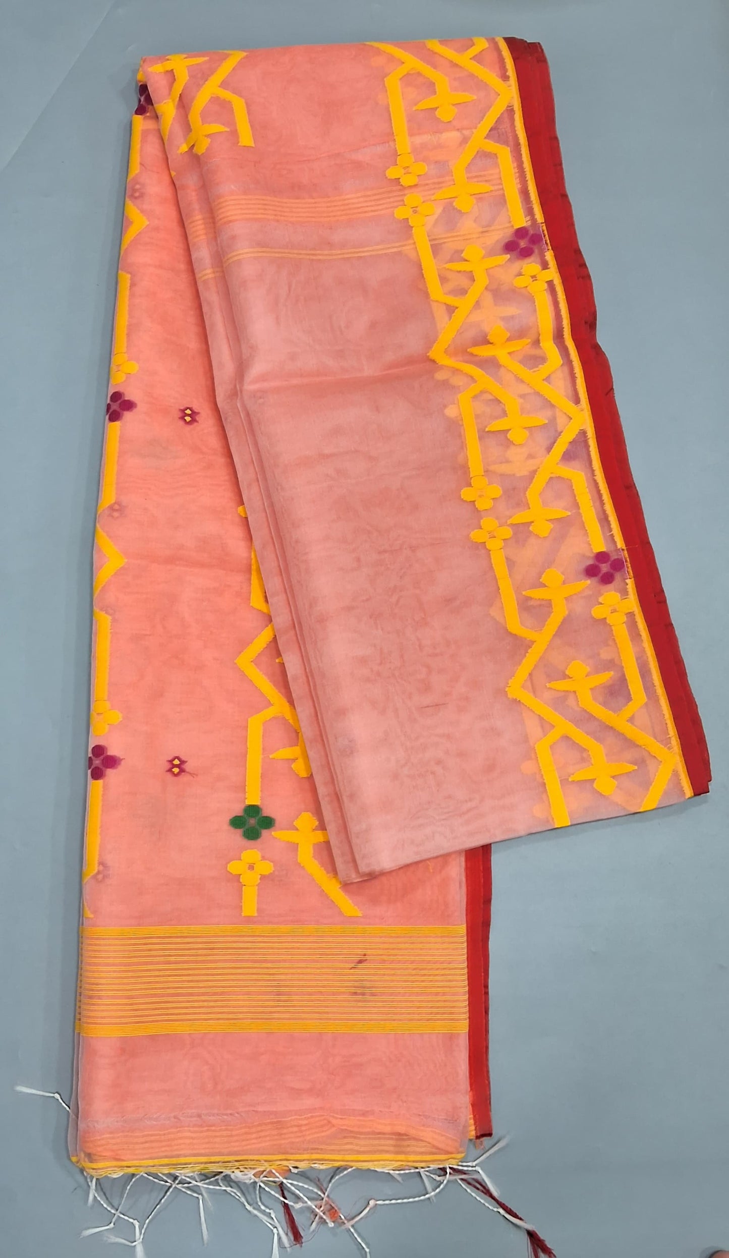 Peach Muslin Saree