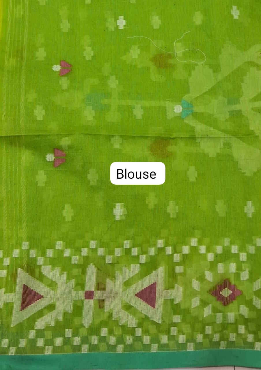 Bright Green Muslin Saree Blouse