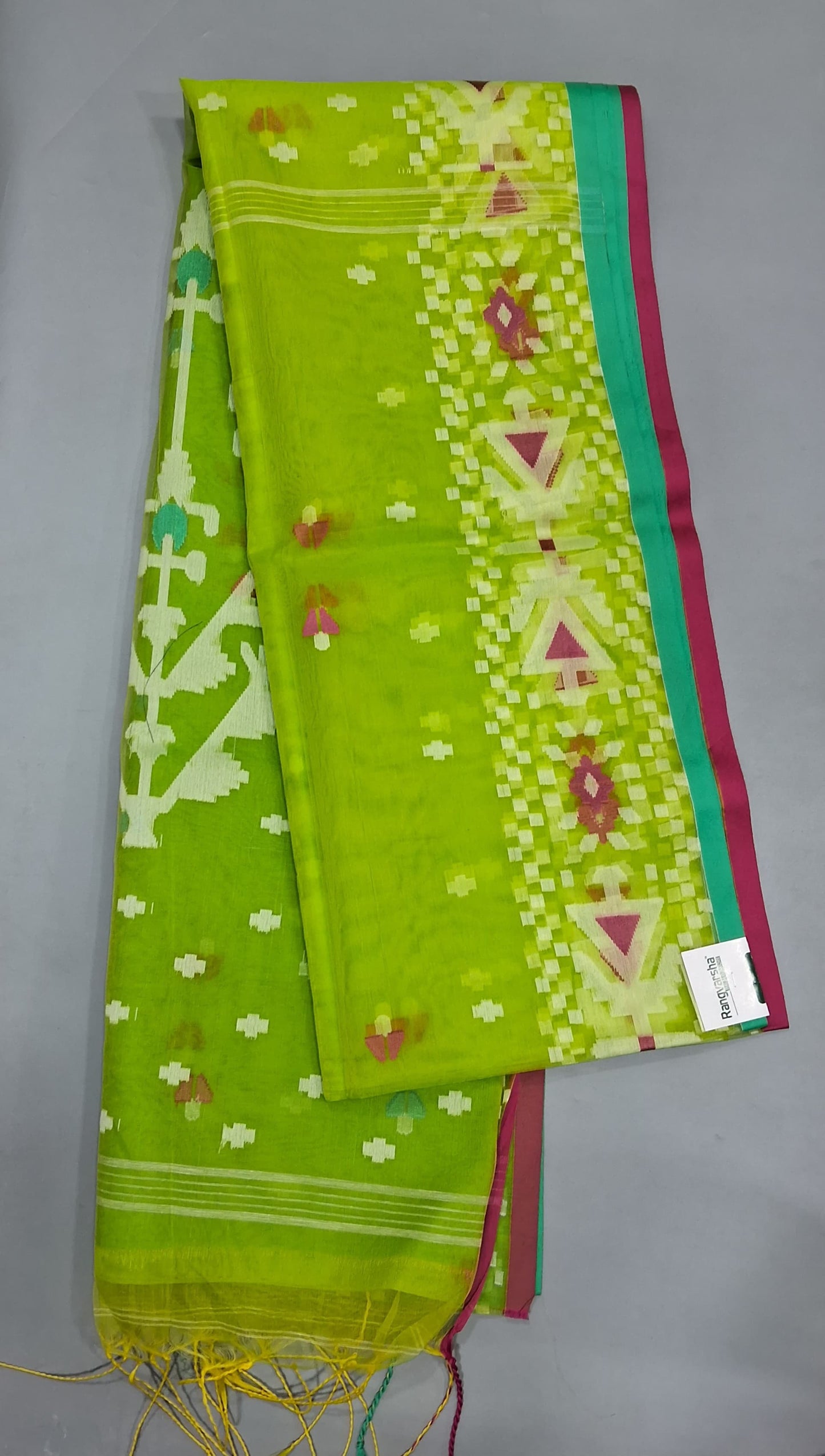 Bright Green Muslin Saree