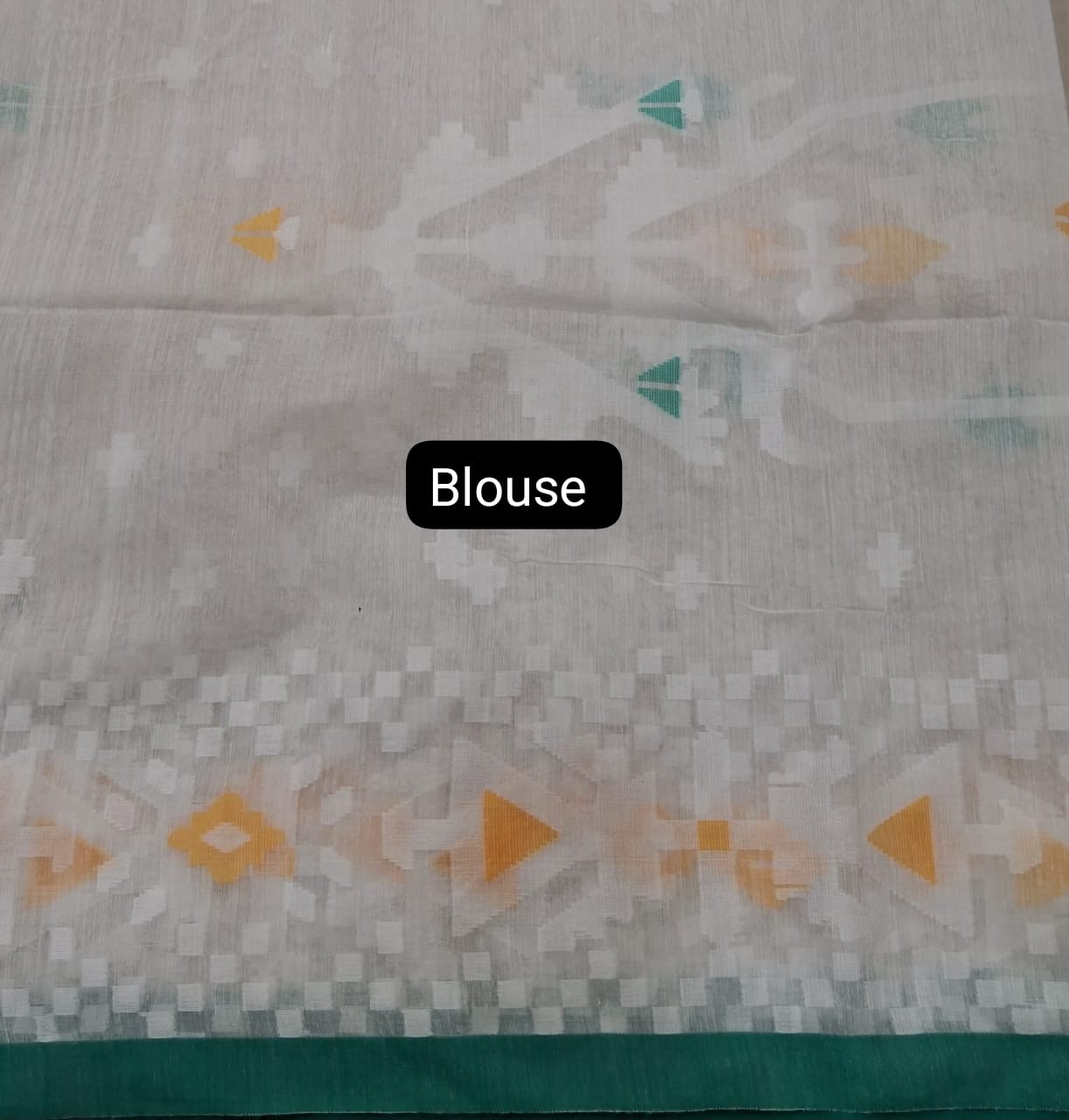 White Jamdani woven Muslin Saree Blouse