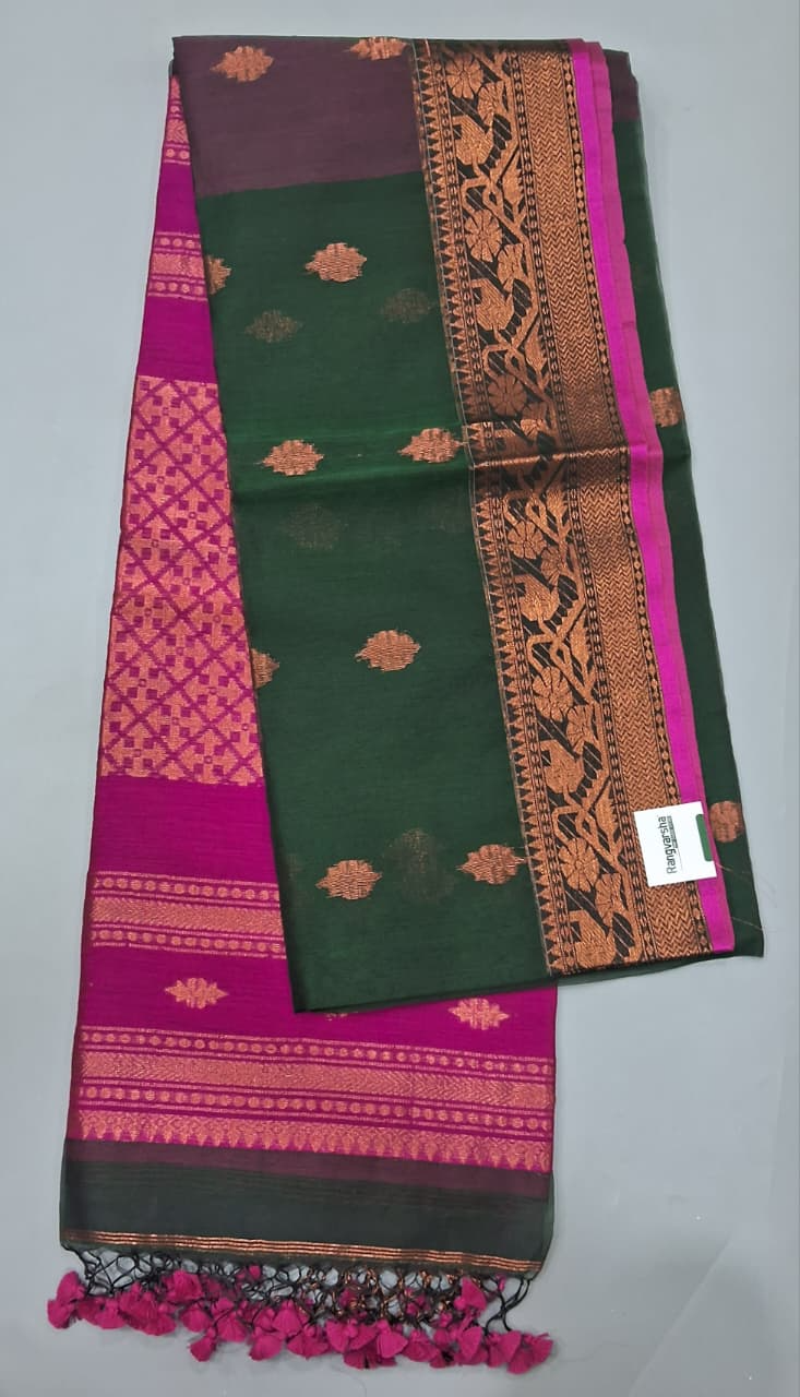 Bottle Green Muslin Saree