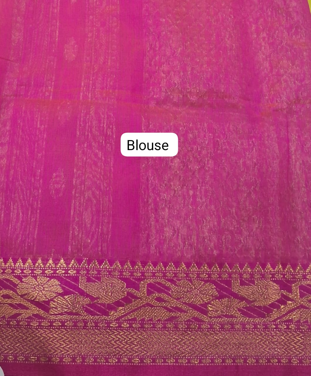 Mango Yellow Muslin Saree Blouse