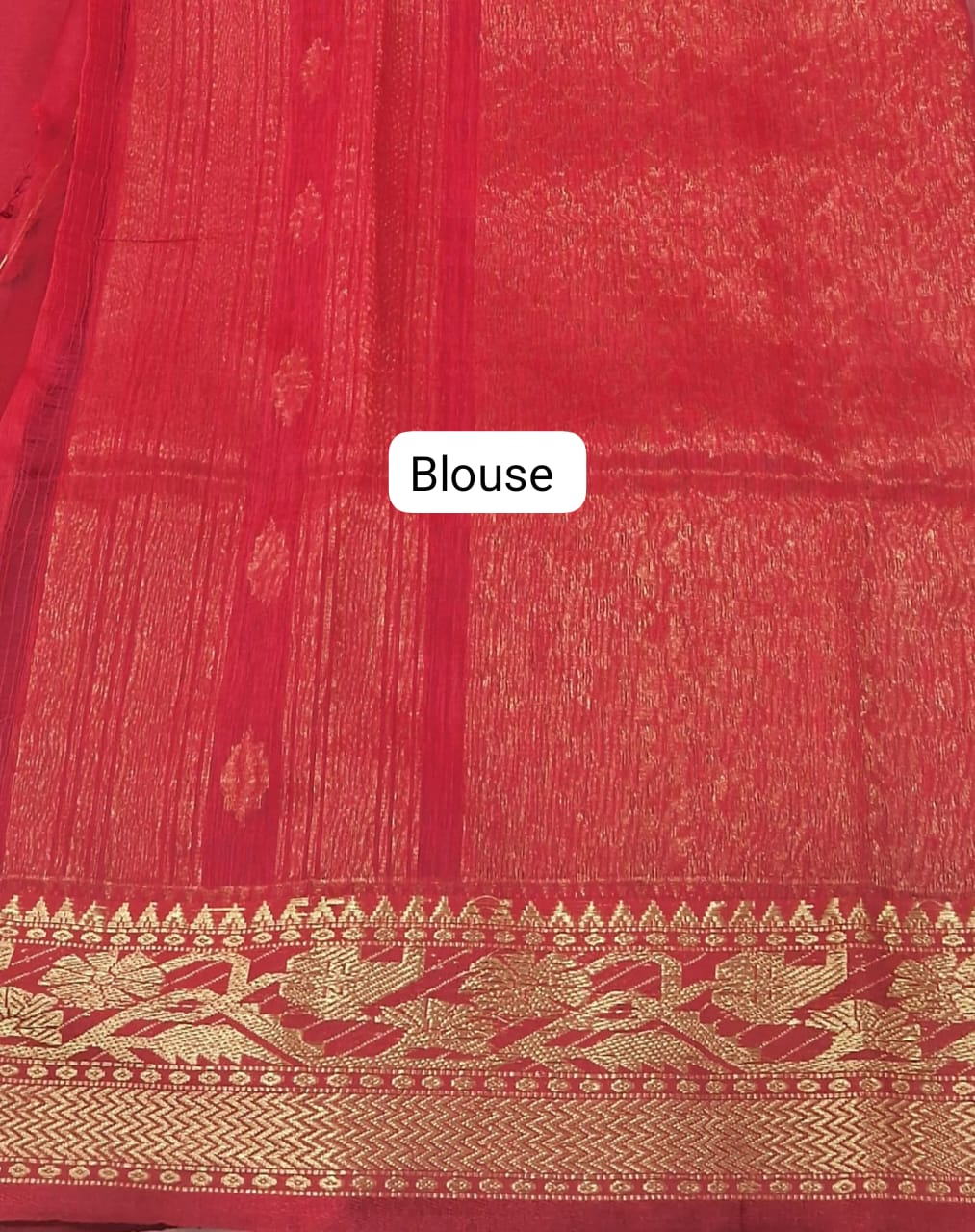Fire Red Muslin Saree Blouse