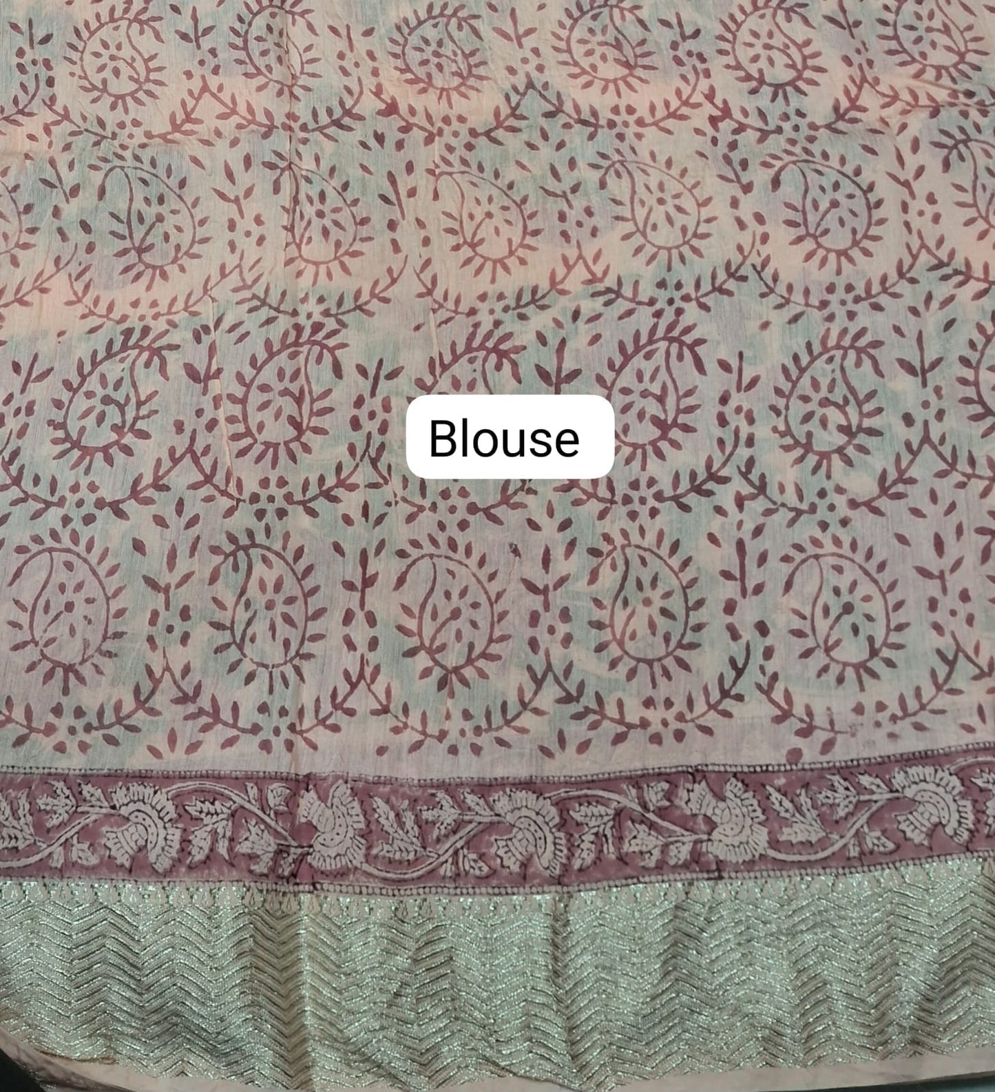 Peach Maheshwari Cotton Saree Blouse