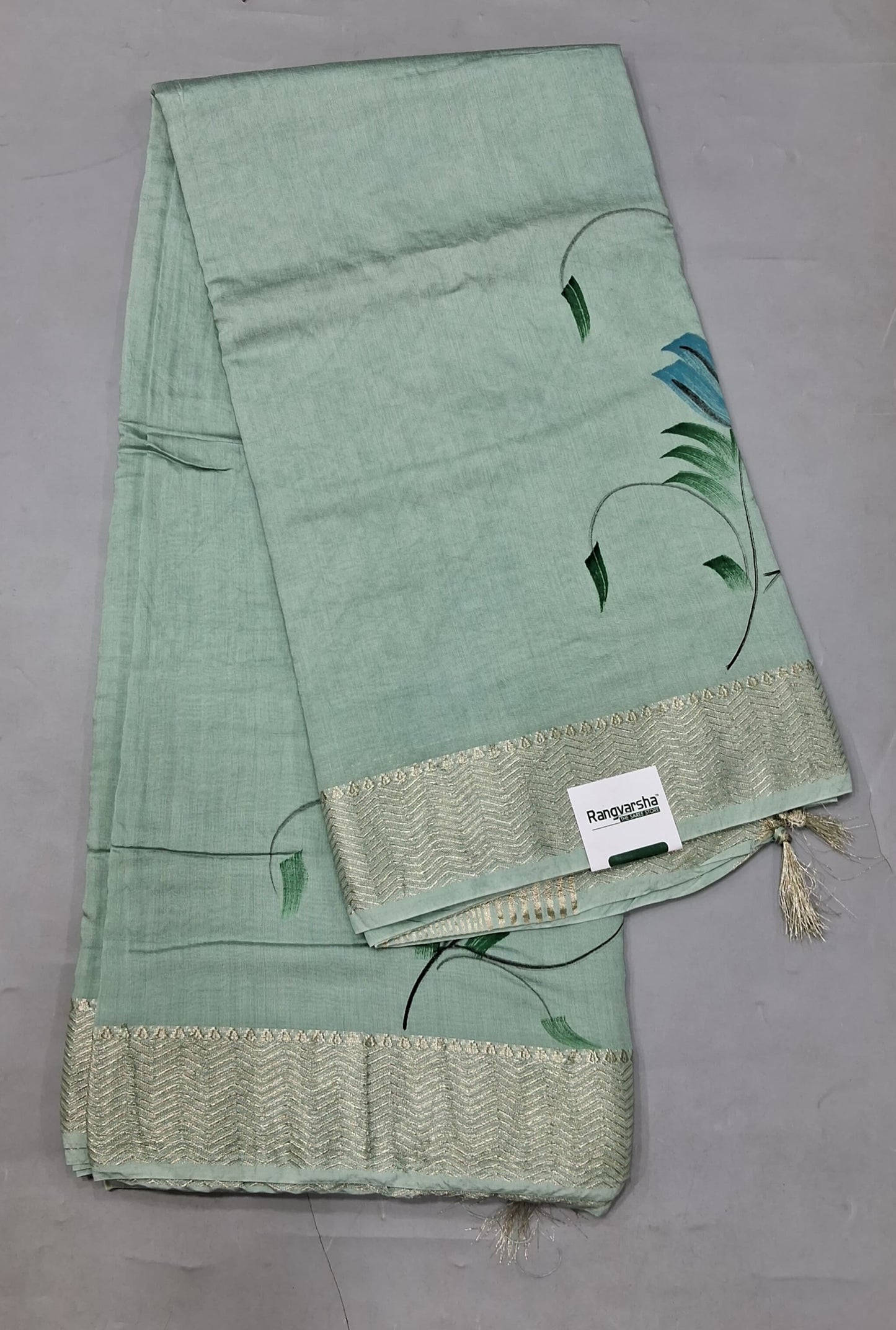 Mint Green Maheshwari Cotton Saree