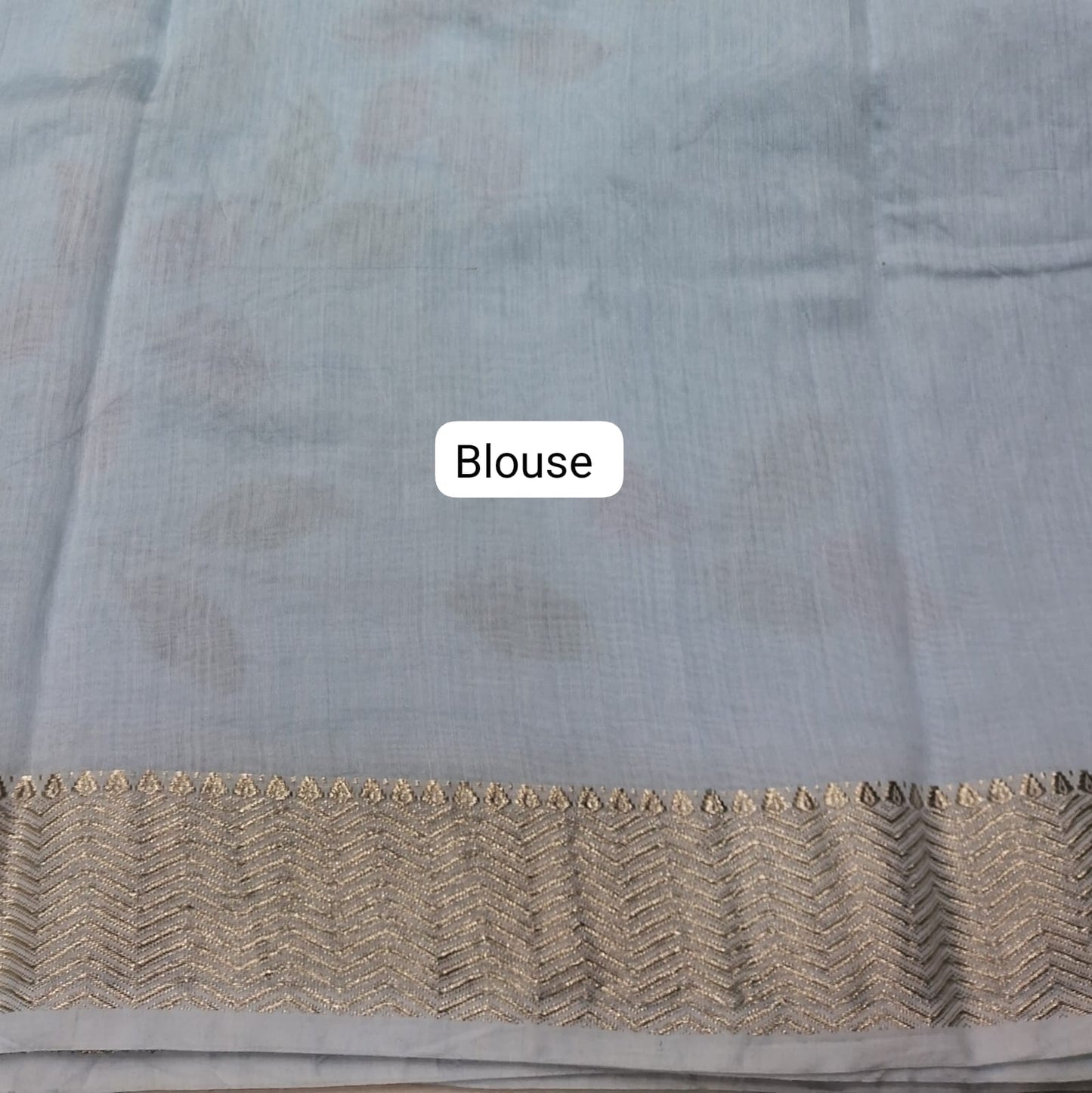 Soft Mint Blue Maheshwari Cotton Saree Blouse