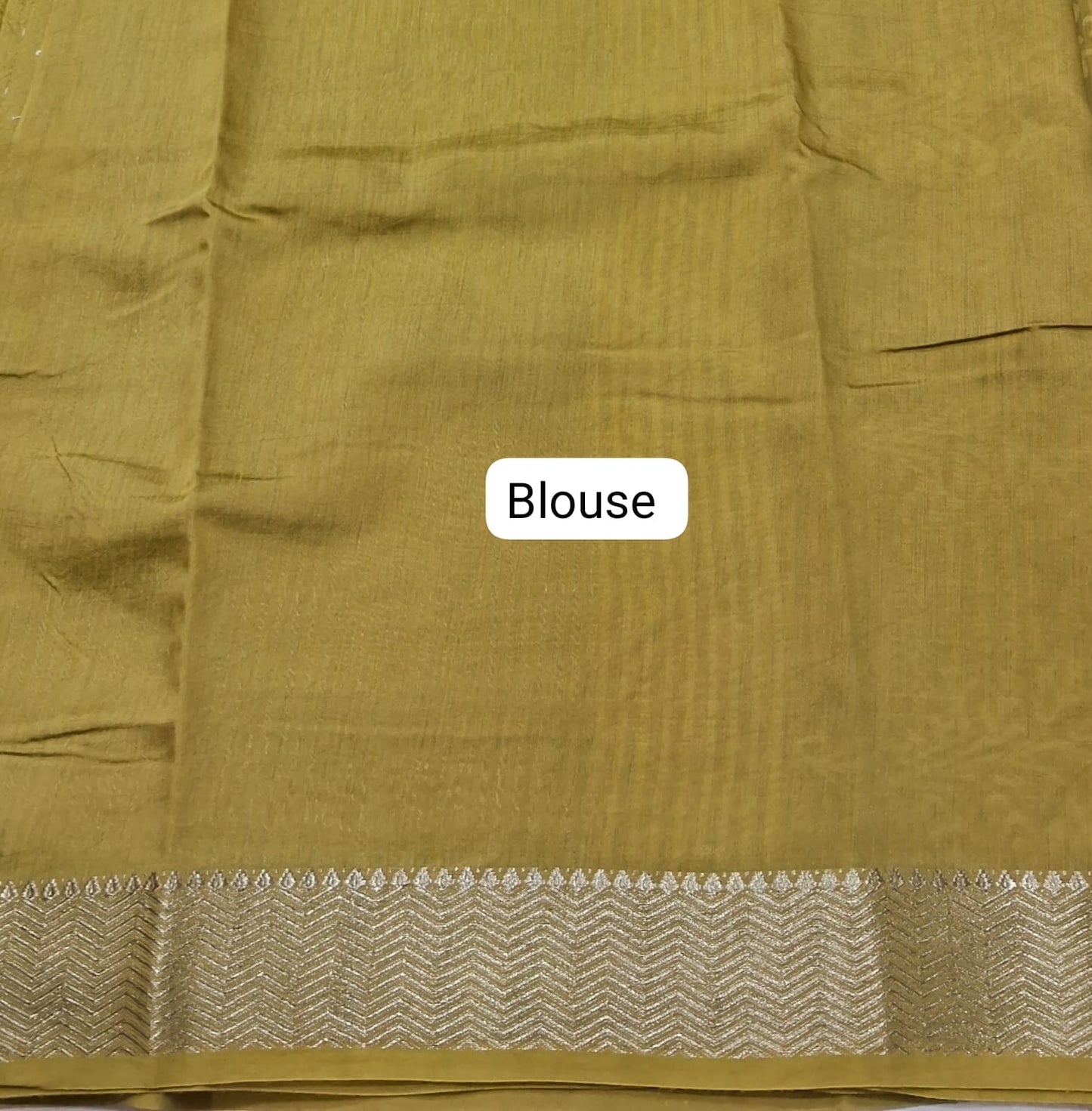 Olive Green Maheshwari Cotton Saree Blouse