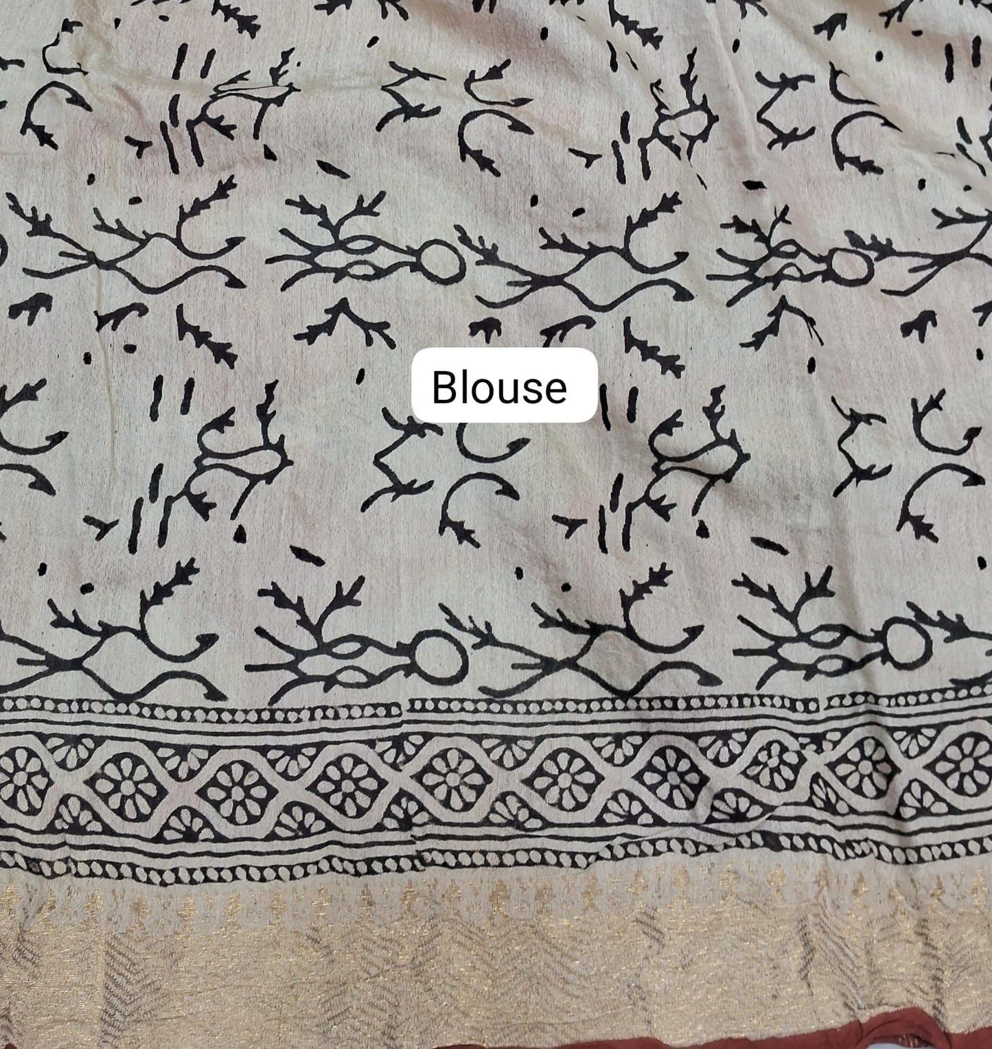 Black Maheshwari Cotton Saree Blouse