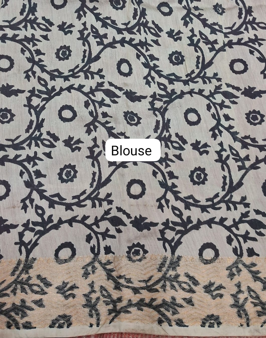 Cream Maheshwari Cotton Saree Blouse