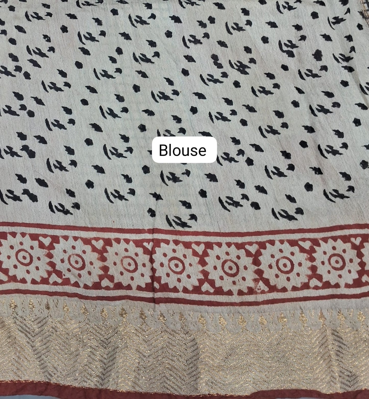 Black Maheshwari Cotton Saree blouse