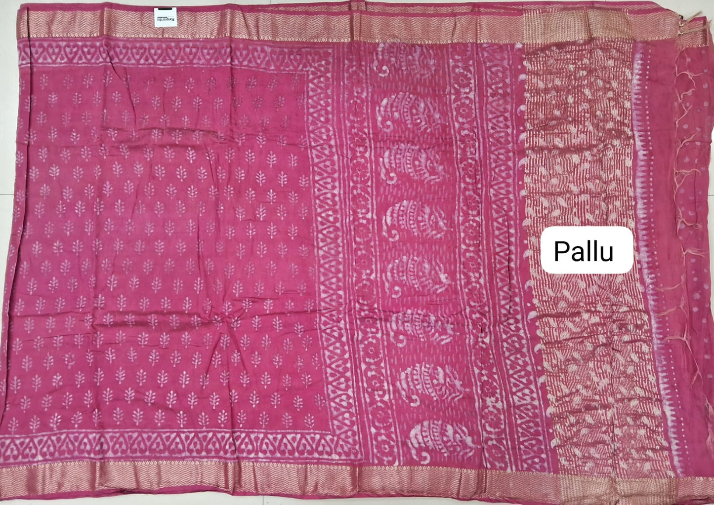 Melon Pink Maheshwari Cotton Saree pallu