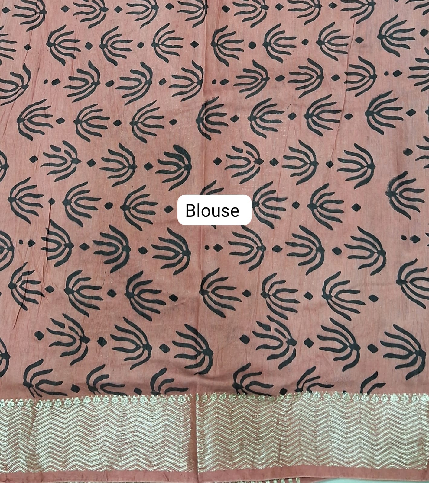 Rust Orange Maheshwari Cotton Saree blouse