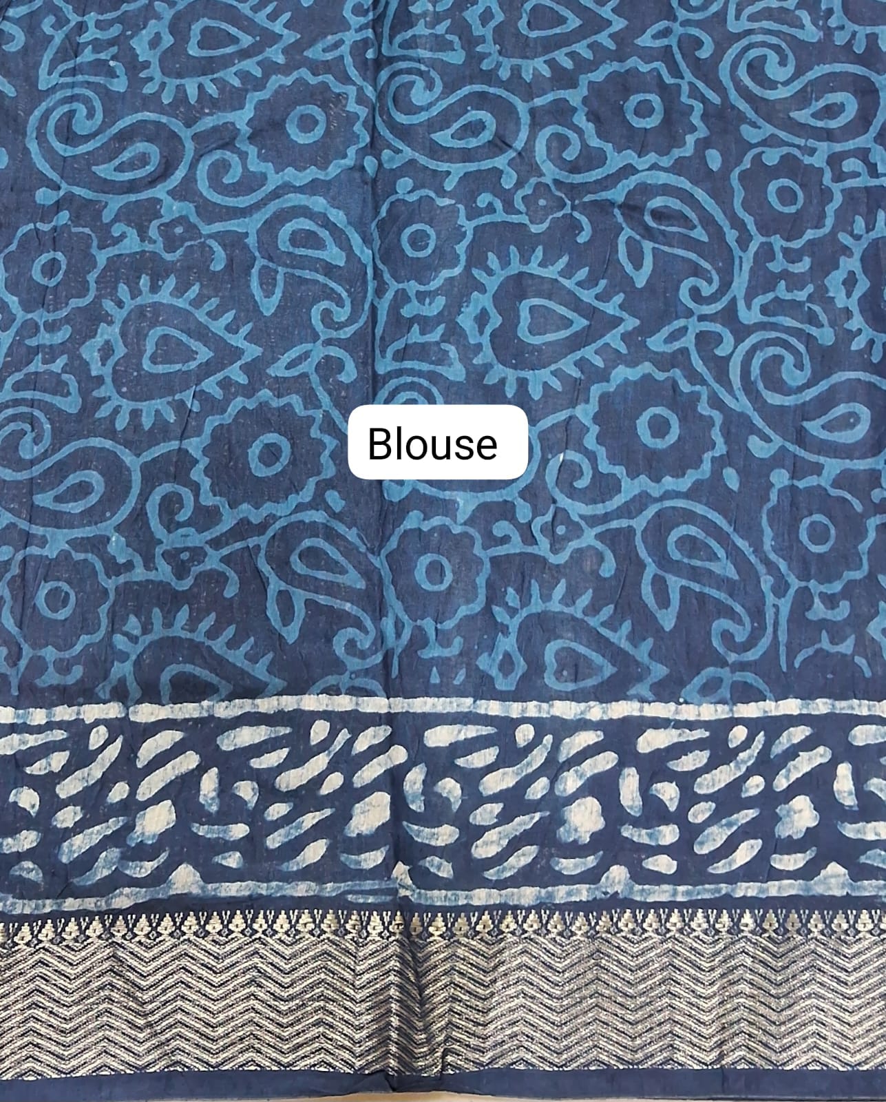 Indigo Blue Maheshwari Cotton Saree blouse