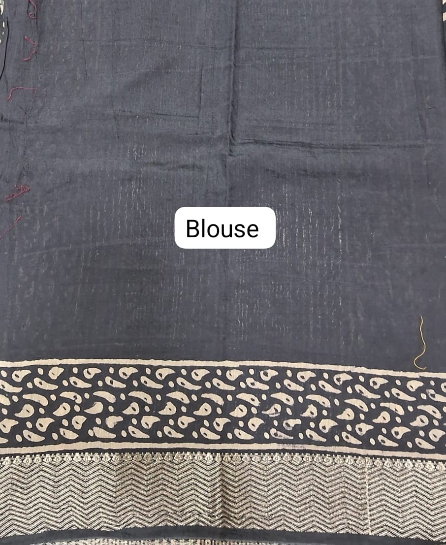 Black Maheshwari Cotton Saree blouse
