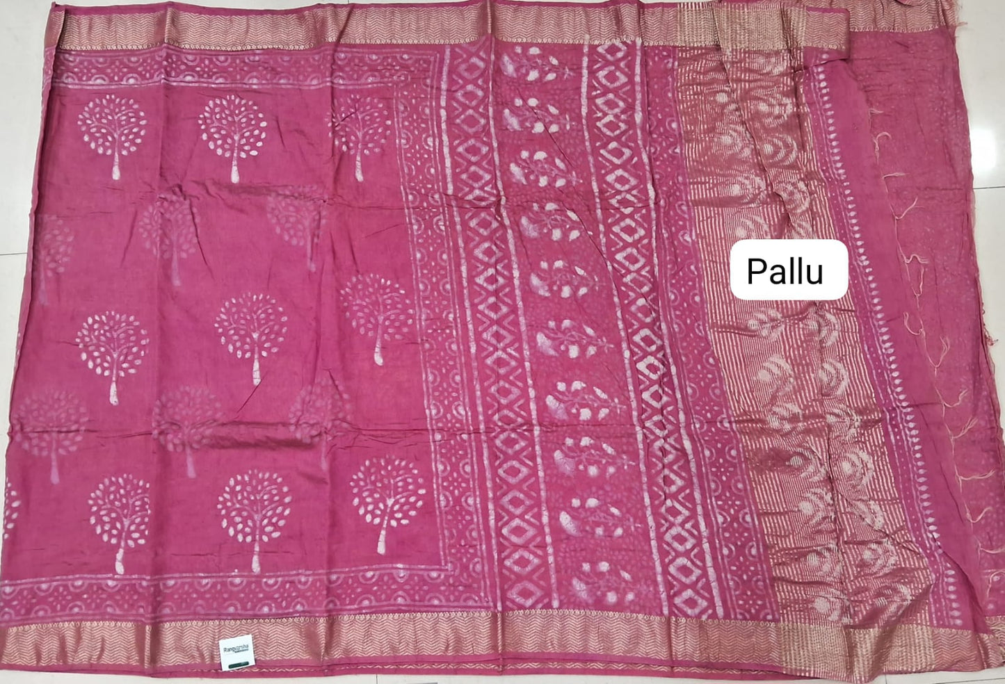 Melon Pink Maheshwari Cotton saree pallu