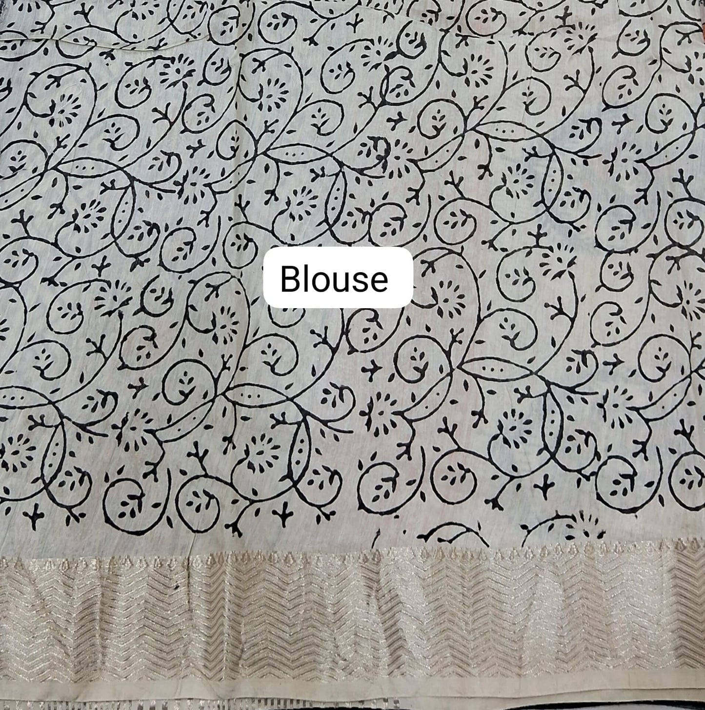 Off White maheshwari Cotton Saree blouse
