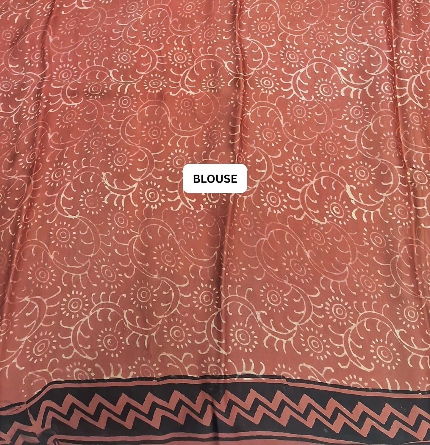 Beige with Peach Modal Silk Saree blouse